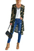 Print Colorblock Long Cardigan
